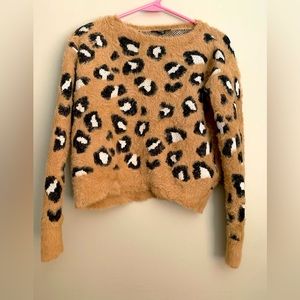 Express Fuzzy Animal Print Sweater XS